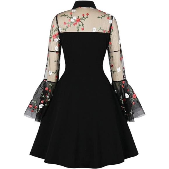 Women's Vintage Polka Dot 1950s Audrey Retro Rockabilly Dress Swing Dress - Picture 2 of 6